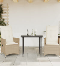 Gartensessel mit Kissen 2 Stk. Verstellbar Beige Poly Rattan