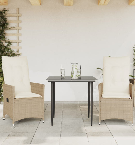 Gartensessel mit Kissen 2 Stk. Verstellbar Beige Poly Rattan