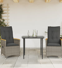 Gartensessel mit Kissen 2 Stk. Verstellbar Grau Poly Rattan