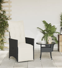 Gartensessel Verstellbar mit Kissen Schwarz Poly Rattan