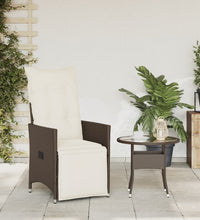 Gartensessel Verstellbar mit Kissen Braun Poly Rattan