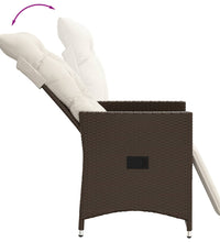 Gartensessel Verstellbar mit Kissen Braun Poly Rattan