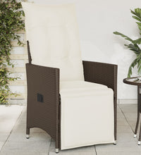 Gartensessel Verstellbar mit Kissen Braun Poly Rattan