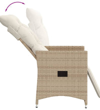 Gartensessel mit Kissen Verstellbar Beige Poly Rattan