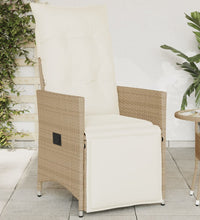 Gartensessel mit Kissen Verstellbar Beige Poly Rattan