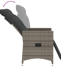 Gartensessel mit Kissen 2 Stk. Verstellbar Grau Poly Rattan