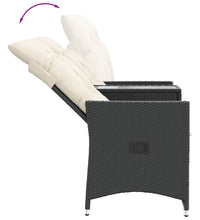 Gartensofa 2-Sitzer Verstellbar mit Tisch Schwarz Poly Rattan