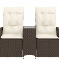 Gartensofa 2-Sitzer Verstellbar mit Tisch Braun Poly Rattan