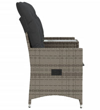 Gartensofa 2-Sitzer Verstellbar mit Tisch Grau Poly Rattan