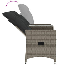 Gartensofa 2-Sitzer Verstellbar mit Tisch Grau Poly Rattan