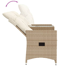 Gartensofa 2-Sitzer Verstellbar mit Tisch Beige Poly Rattan