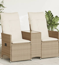 Gartensofa 2-Sitzer Verstellbar mit Tisch Beige Poly Rattan