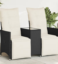 Gartensofa 2-Sitzer Verstellbar mit Tisch Schwarz Poly Rattan