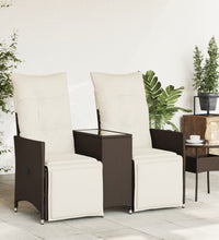 Gartensofa 2-Sitzer Verstellbar mit Tisch Braun Poly Rattan