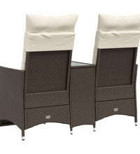 Gartensofa 2-Sitzer Verstellbar mit Tisch Braun Poly Rattan