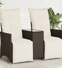 Gartensofa 2-Sitzer Verstellbar mit Tisch Braun Poly Rattan