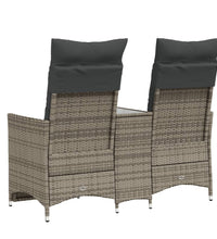 Gartensofa 2-Sitzer Verstellbar mit Tisch Grau Poly Rattan