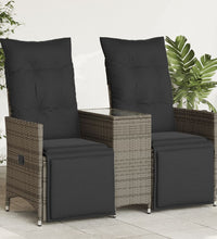 Gartensofa 2-Sitzer Verstellbar mit Tisch Grau Poly Rattan