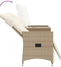 Gartensofa 2-Sitzer Verstellbar mit Tisch Beige Poly Rattan