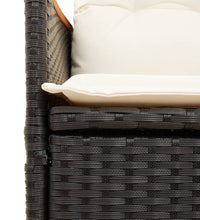 Gartensofa 2-Sitzer Verstellbar mit Tisch Schwarz Poly Rattan