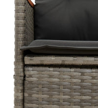 Gartensofa 2-Sitzer Verstellbar mit Tisch Grau Poly Rattan