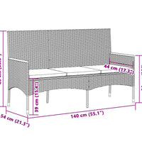 Gartenbank 3-Sitzer mit Kissen Schwarz Poly Rattan
