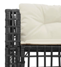 Gartensofa in L-Form mit Kissen und Fußbank Schwarz Poly Rattan