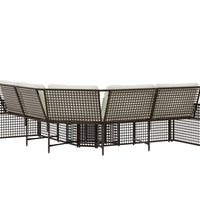 Gartensofa in L-Form mit Kissen und Fußbank Braun Poly Rattan
