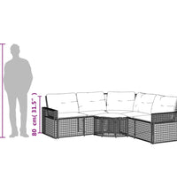 Gartensofa in L-Form mit Kissen und Fußbank Braun Poly Rattan