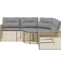 Gartensofa in L-Form mit Kissen und Fußbank Beige Poly Rattan