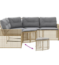 Gartensofa in L-Form mit Kissen und Fußbank Beige Poly Rattan