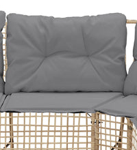 Gartensofa in L-Form mit Kissen und Fußbank Beige Poly Rattan
