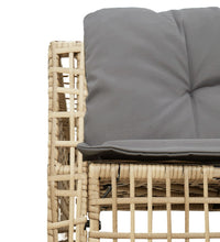 Gartensofa in L-Form mit Kissen und Fußbank Beige Poly Rattan