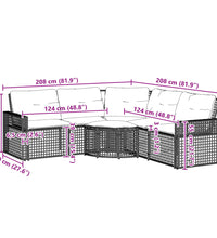 Gartensofa in L-Form mit Kissen und Fußbank Beige Poly Rattan