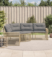 Gartensofa in L-Form mit Kissen und Fußbank Beige Poly Rattan