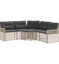 Gartensofa in L-Form mit Kissen und Fußbank Hellgrau Polyrattan