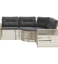 Gartensofa in L-Form mit Kissen und Fußbank Hellgrau Polyrattan