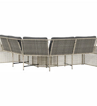 Gartensofa in L-Form mit Kissen und Fußbank Hellgrau Polyrattan