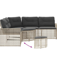 Gartensofa in L-Form mit Kissen und Fußbank Hellgrau Polyrattan