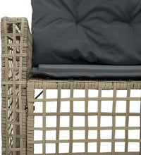 Gartensofa in L-Form mit Kissen und Fußbank Hellgrau Polyrattan