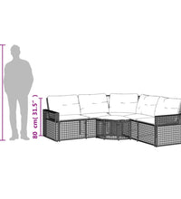 Gartensofa in L-Form mit Kissen und Fußbank Hellgrau Polyrattan