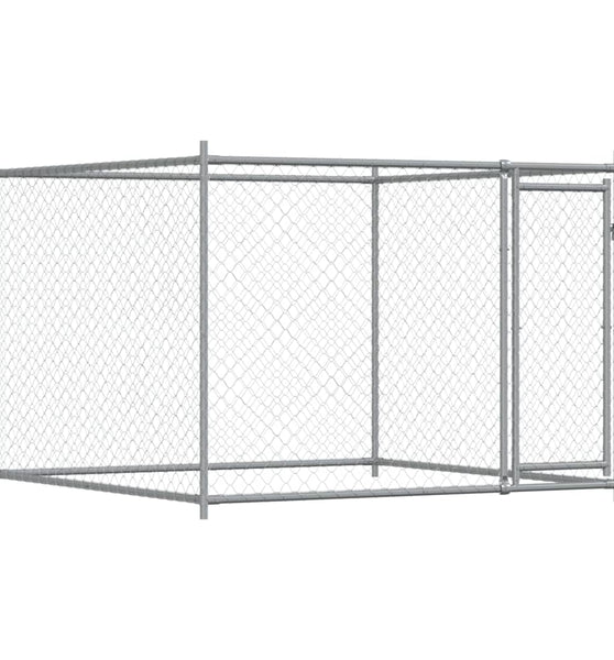 Hundezwinger mit Tür Grau 2x2x1,5 m Verzinkter Stahl