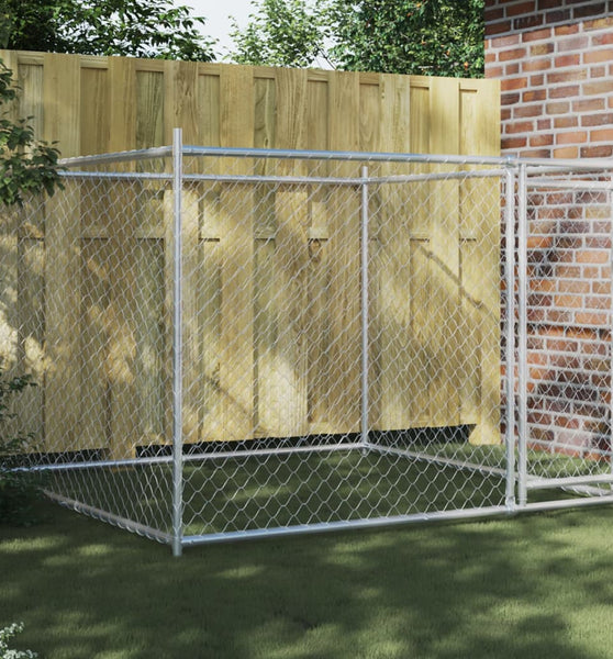 Hundezwinger mit Tür Grau 2x2x1,5 m Verzinkter Stahl