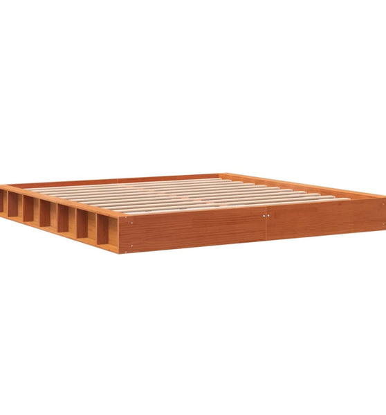 Massivholzbett ohne Matratze Wachsbraun 200x200 Kiefernholz