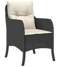 7-tlg. Garten-Essgruppe mit Kissen Schwarz Poly Rattan