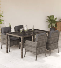 5-tlg. Garten-Essgruppe mit Kissen Grau Poly Rattan
