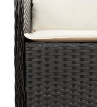 3-tlg. Garten-Essgruppe mit Kissen Schwarz Poly Rattan