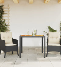 3-tlg. Garten-Essgruppe mit Kissen Schwarz Poly Rattan