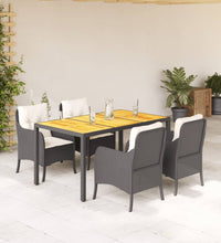 5-tlg. Garten-Essgruppe mit Kissen Schwarz Poly Rattan