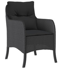 3-tlg. Garten-Essgruppe mit Kissen Schwarz Poly Rattan